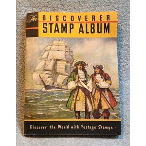 The Discoverer Stamp Album With Some Stamps Paperback Vintage 1957